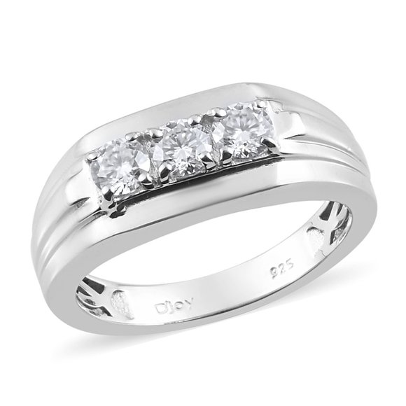 Moissanite Men's Ring in Platinum Size 13